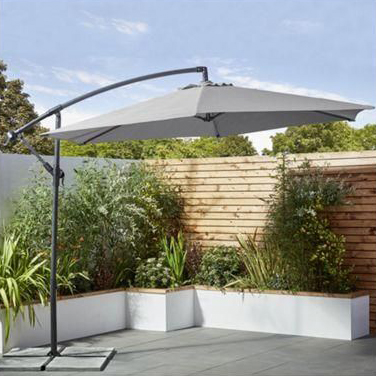 LifestyleGarden 3M Round Cross Base Cantilever Parasol in Grey