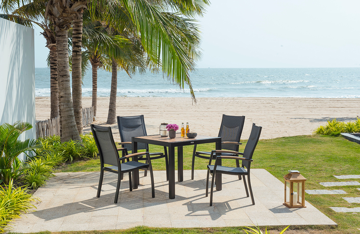 LifestyleGarden Panama 4 Seat Stacking Dining Set - Weathernet