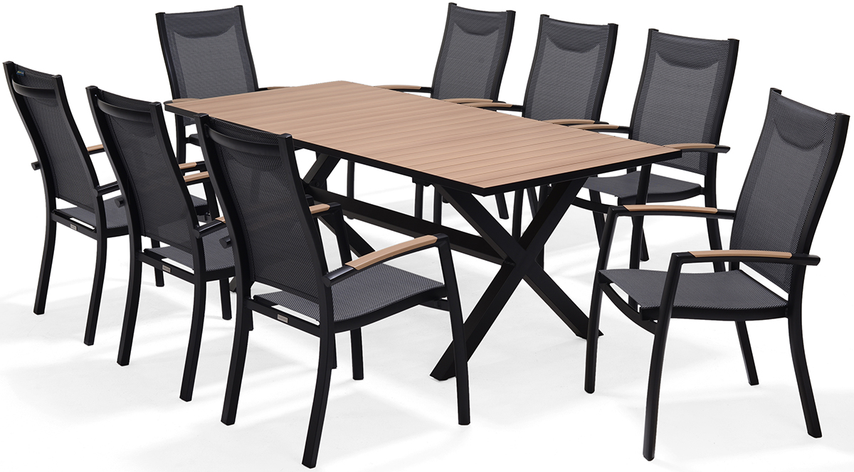 LifestyleGarden Panama 8 Seat Stacking Dining Set – Weathernet