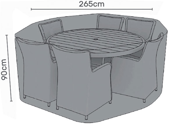 LifestyleGarden Premium Furniture Cover 6x Round Dining set - Grey