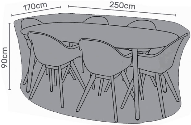 LifestyleGarden Premium Furniture Cover 6x Rectangular Dining set – Grey