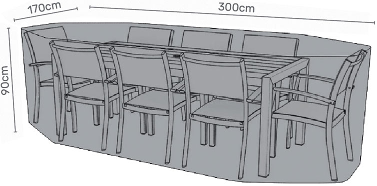 LifestyleGarden Premium Furniture Cover 8x Rectangular dining set – Grey