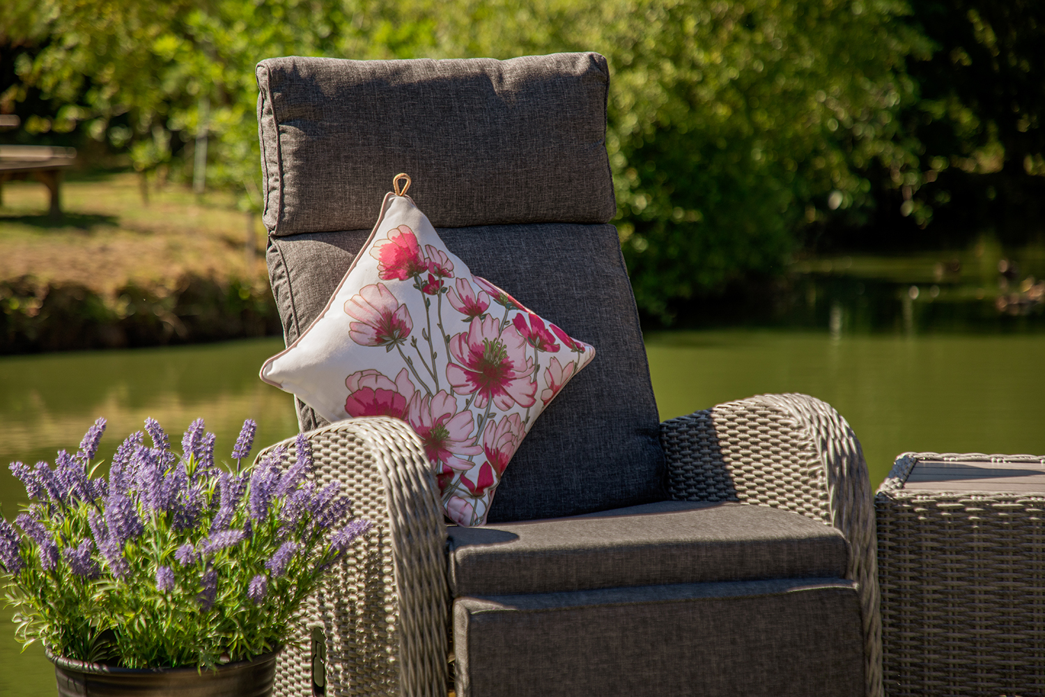 LifestyleGarden Bermuda Reclining Companion Set in Grey LifestyleGarden
