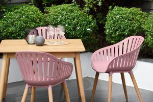 LifestyleGarden Nassau DuraOcean 4 Seat Square Dining Set - Pink
