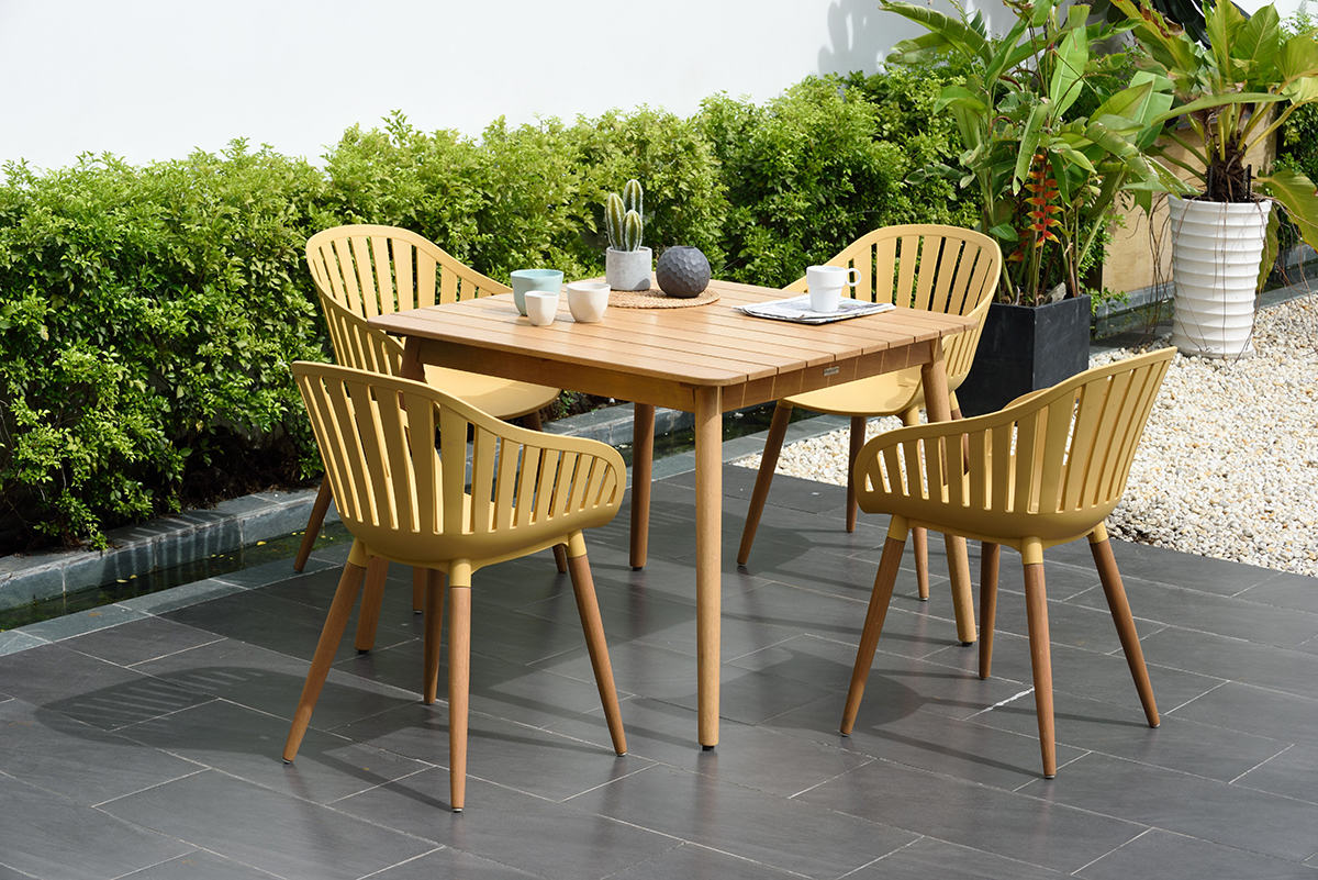 LifestyleGarden Nassau DuraOcean 4 Seat Square Dining Set - Yellow