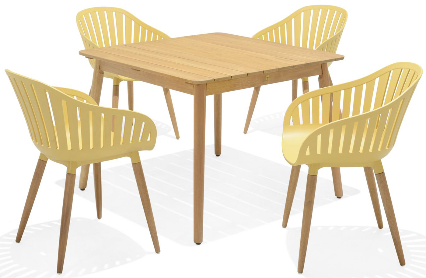 LifestyleGarden Nassau DuraOcean 4 Seat Square Dining Set - Yellow