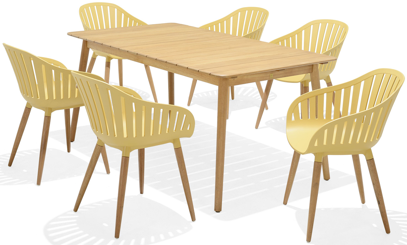 LifestyleGarden Nassau DuraOcean 6 Seat Rectangular Dining Set - Yellow