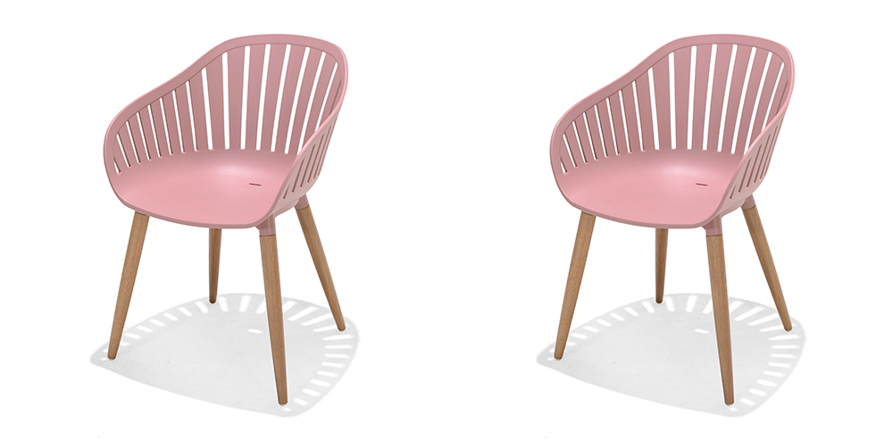 LifestyleGarden Nassau DuraOcean Pair of Dining Chairs - Pink