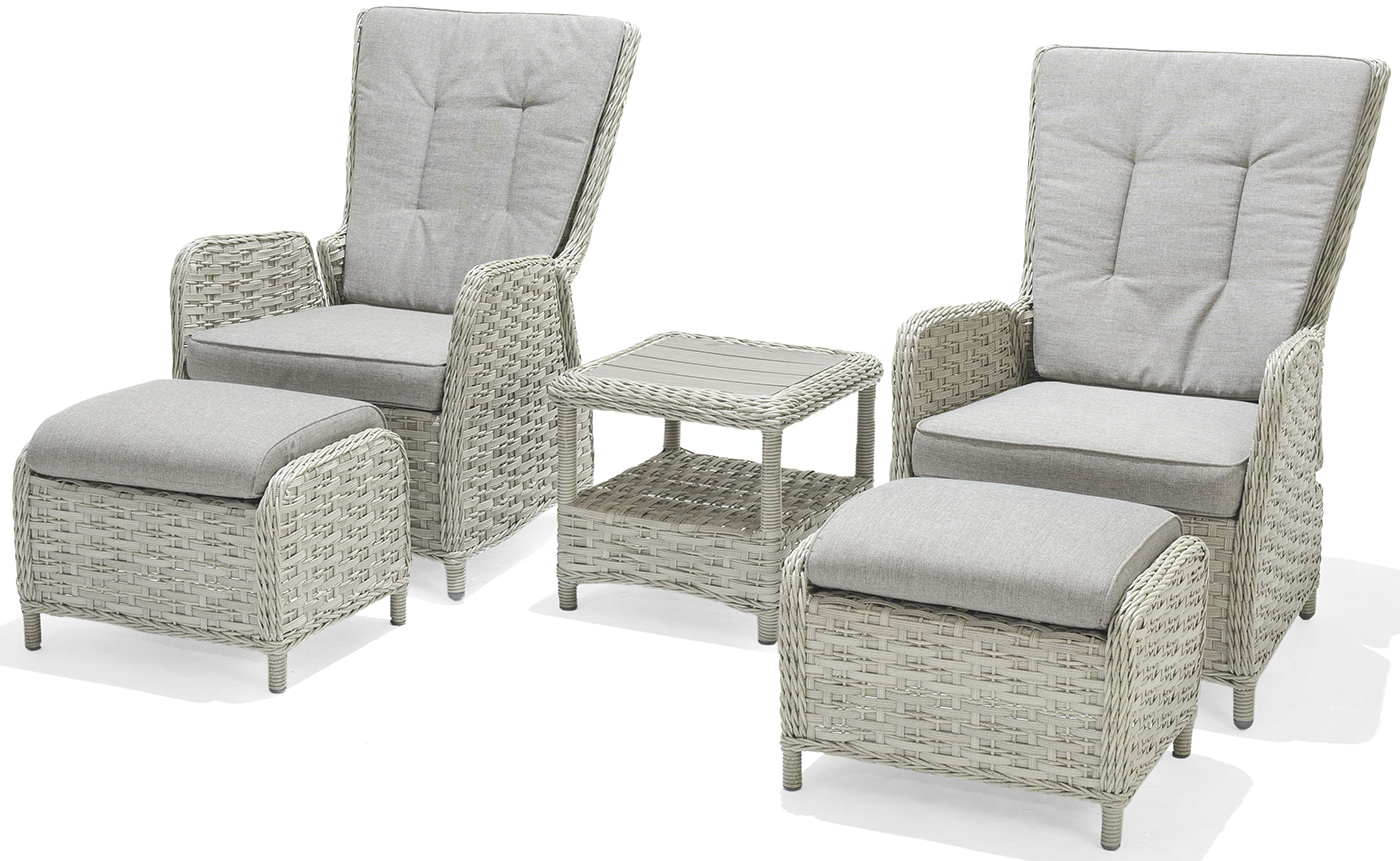 LifestyleGarden Samoa Reclining Companion Set with Stools