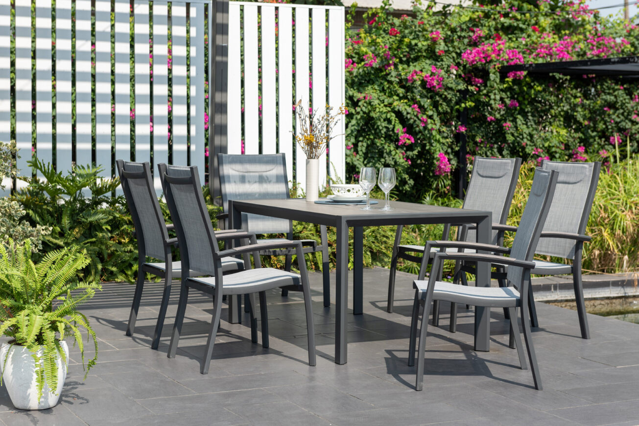 LifestyleGarden Urbanite Panama Dark 6 Seat Stacking Dining Set