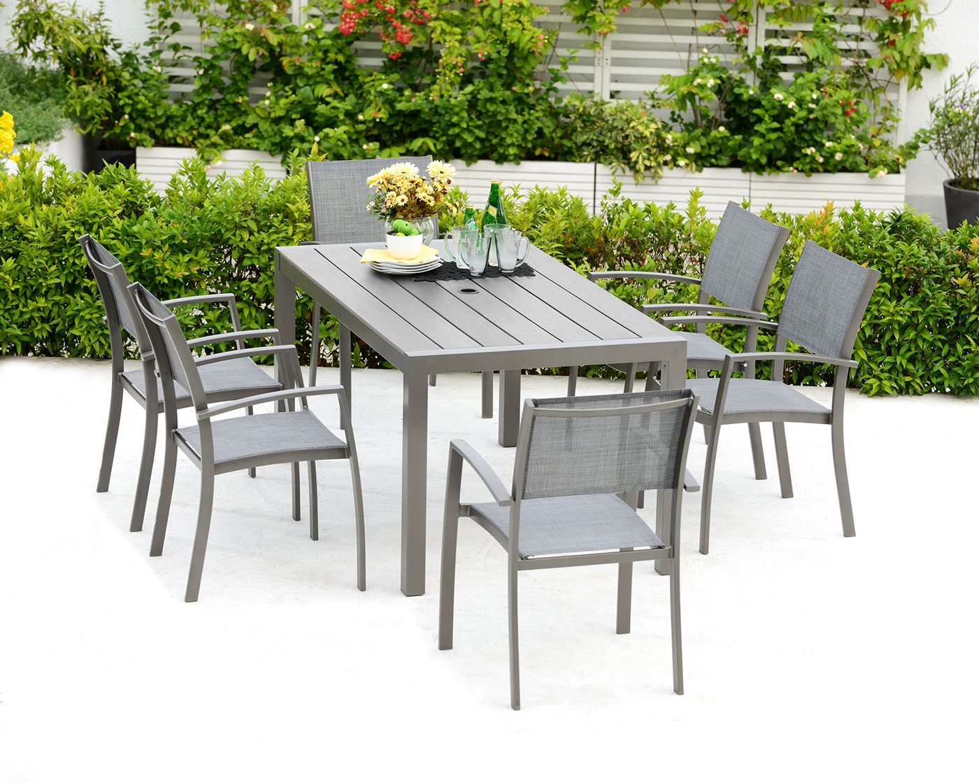 LifestyleGarden Solana 6 Seat Dining Set including Parasol and Base