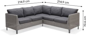 LifestyleGarden Bermuda Casual Corner Set including Sofa Chairs in Grey