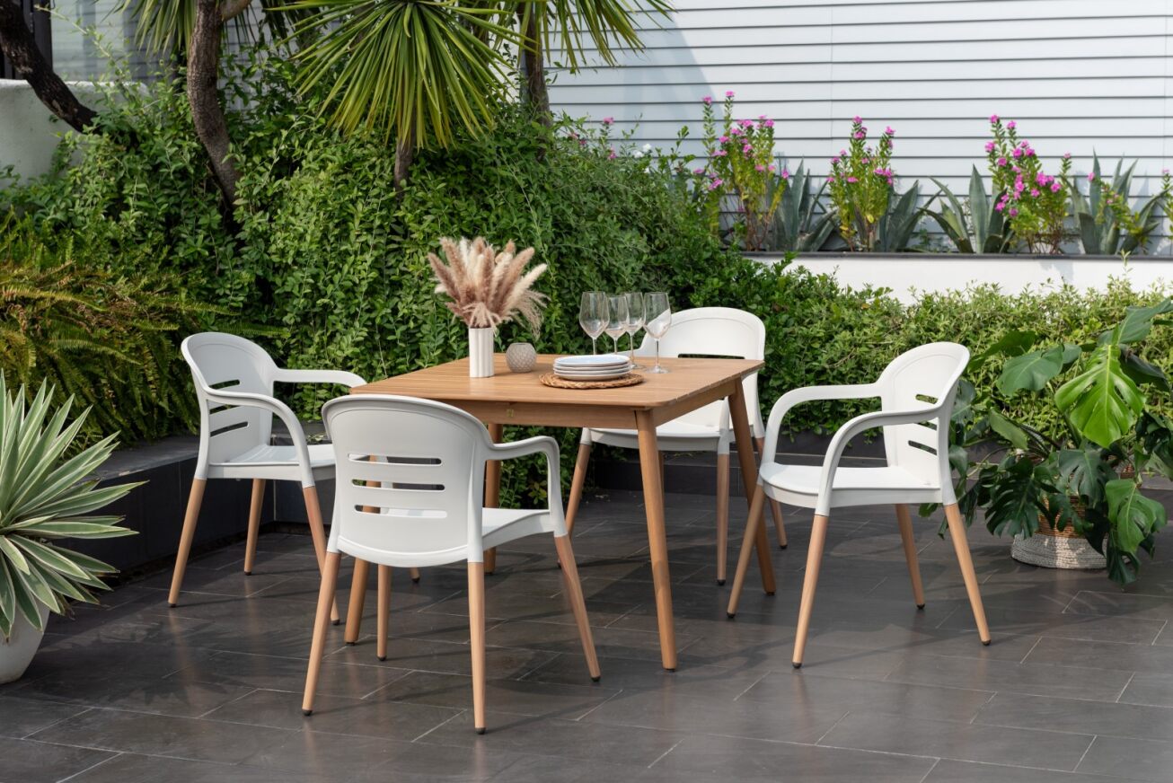 LifestyleGarden Onyx 4 Seat Dining Set White