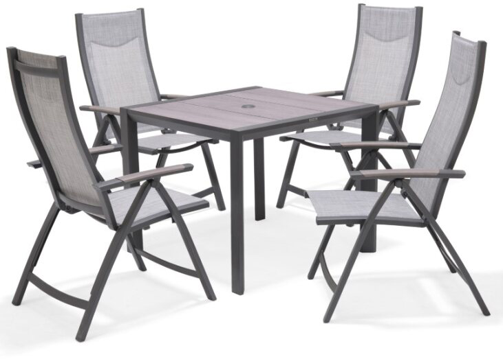 LifestyleGarden Urbanite Panama Dark 4 Seat Reclining Dining Set