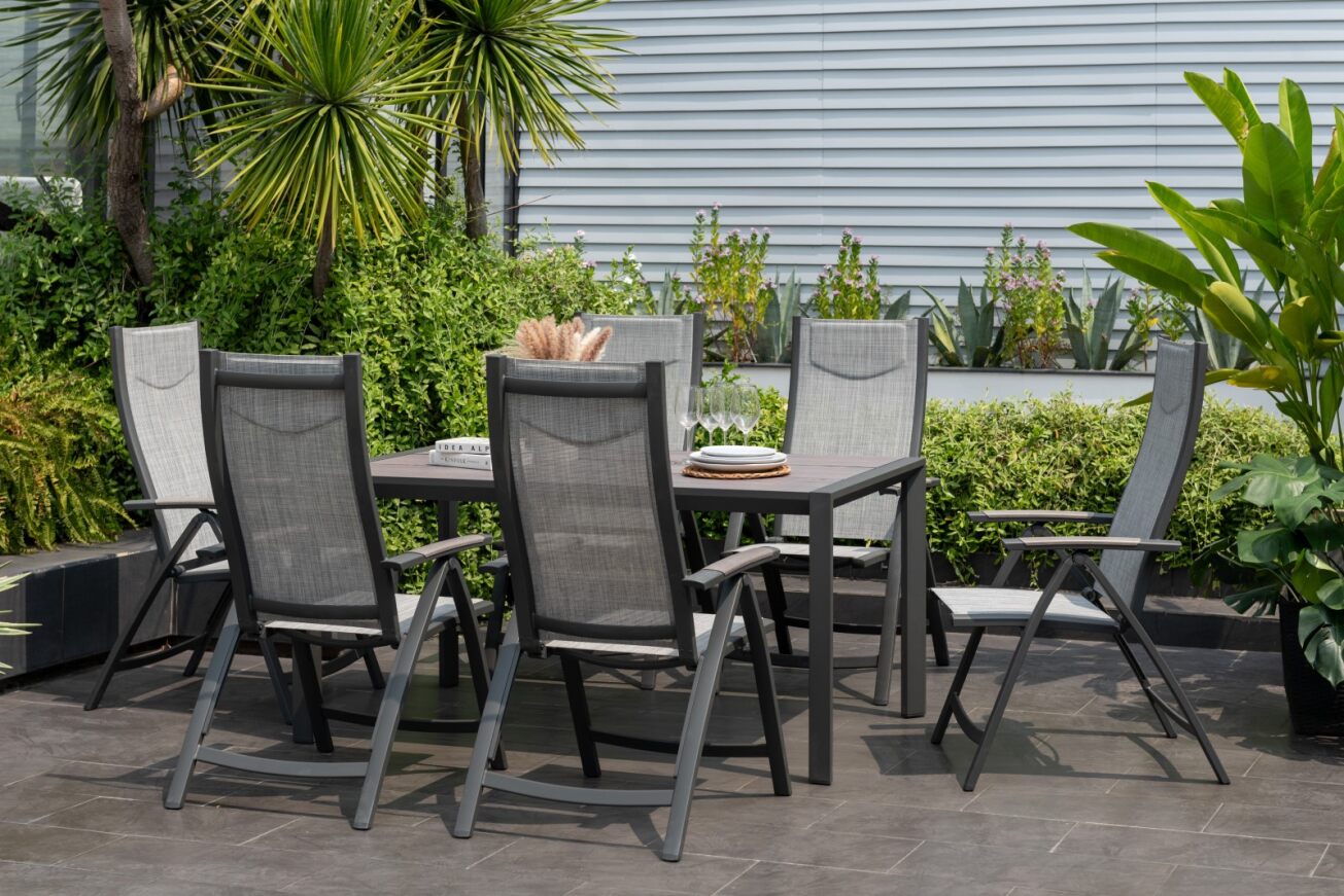 LifestyleGarden Urbanite Panama Dark 6 Seat Reclining Dining Set