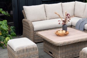 LifestyleGarden Martinique Natural Lite Casual Corner Ottoman Set