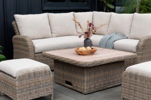LifestyleGarden Martinique Natural Lite Casual Corner Ottoman Set